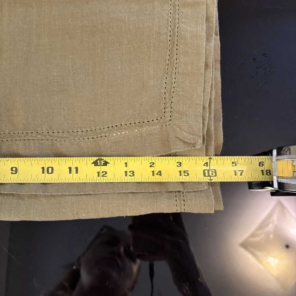 Williams Sonoma 16 X 104 Sage Green Table Runner 100% Linen Ladder‎ Lace